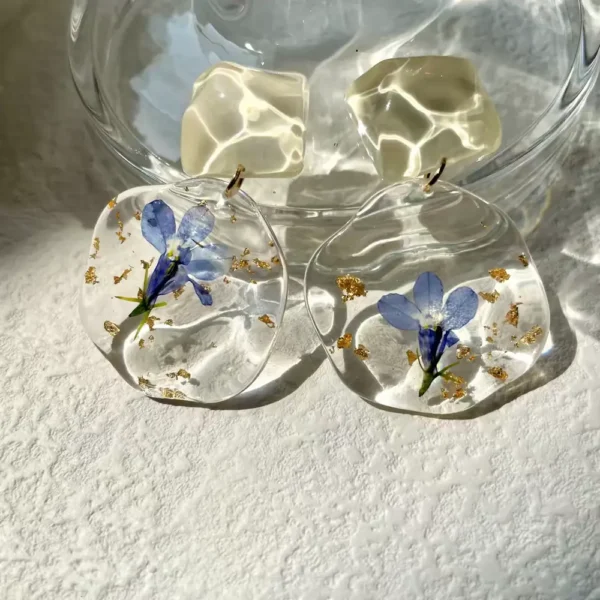 Handmade Vintage Dried Flower Resin Earrings
