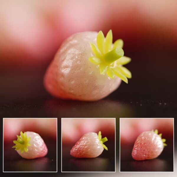 10 Miniature Strawberry, Polymer Clay Food Model, Dollhouse Decor