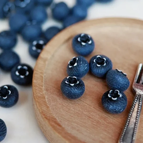 Miniature Blueberry Decor (10 pc): Polymer Clay Dollhouse Food