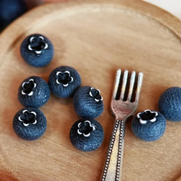Miniature Blueberry Decor (10 pc): Polymer Clay Dollhouse Food