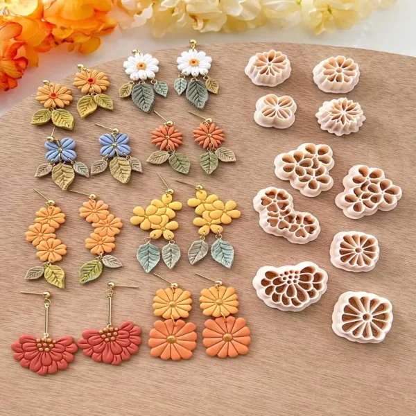 Spring Flower Polymer Clay Cutters: Earring Jewelry Making