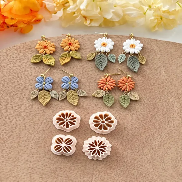 Spring Flower Polymer Clay Cutters: Earring Jewelry Making
