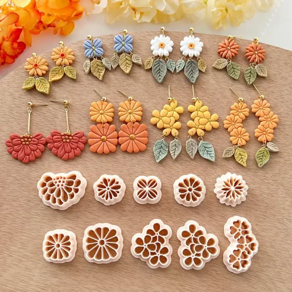 Spring Flower Polymer Clay Cutters: Earring Jewelry Making
