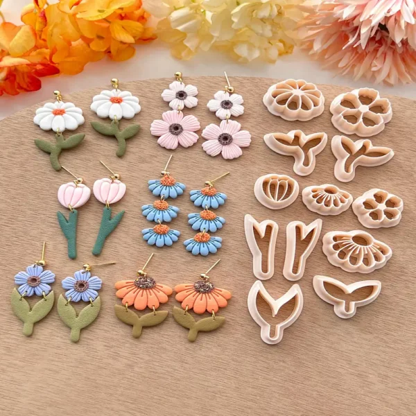 Spring Flower Leaf Polymer Clay Cutters | Floral Clay Earring Cutter | Jewelry Making Tools