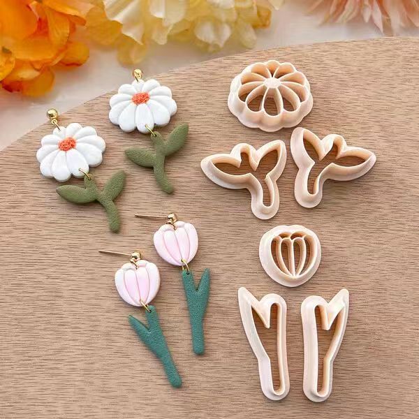 Spring Flower Leaf Polymer Clay Cutters | Floral Clay Earring Cutter | Jewelry Making Tools