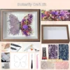Handmade Butterfly Dried Flower Shadow Box Art, Preserved Floral Keepsake Frame