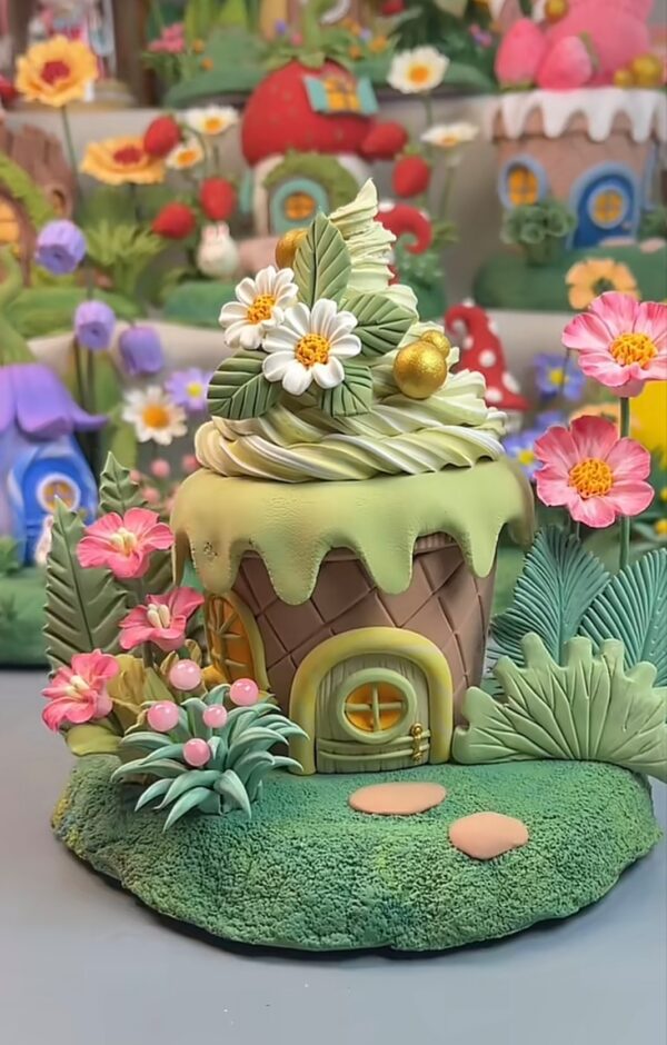 10-1 Handmade Whimsical Matcha Cottage – Fairy Garden Desk Decor & Unique Gift