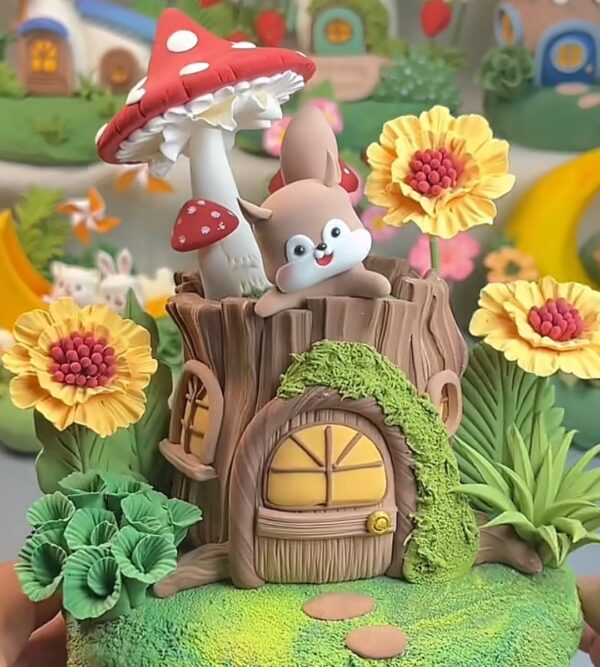 11 Handmade Squirrel Clay Tree House – Cute Miniature Fairy Cottage Decor