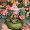 111 Handmade Clay Fairy House Garden Scene – Whimsical Mushroom Cottage Miniature Decoration Gift