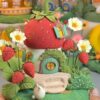 12-1 Handmade Strawberry Clay Fairy House – Miniature Cottage Decor Gift