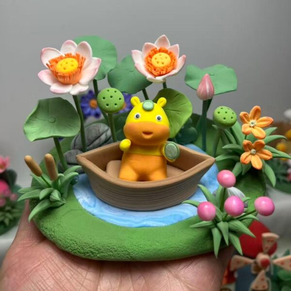 Whimsical Handcrafted Clay Garden Diorama Series